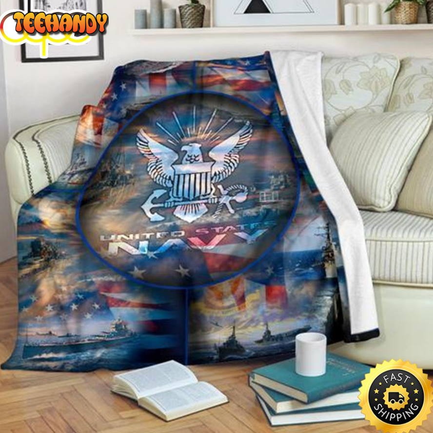 United State Navy And Warships Fleece Throw Blanket