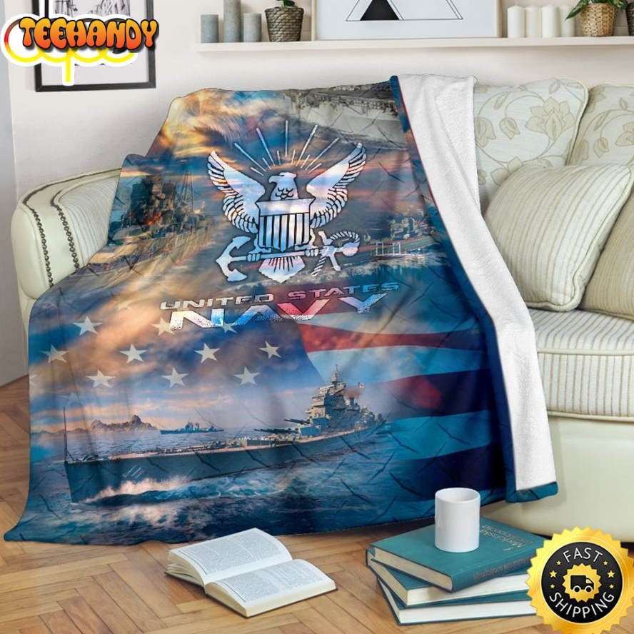 United State Navy Warships Fleece Throw Blanket