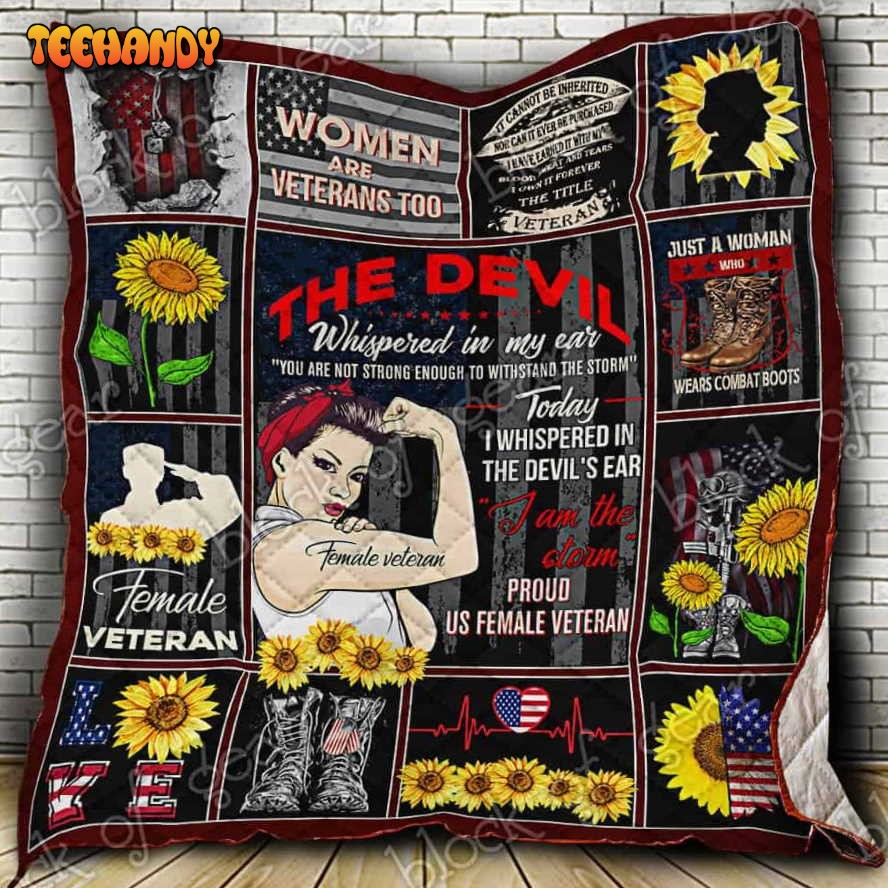 Us Female Veteran 3D Quilt Blanket