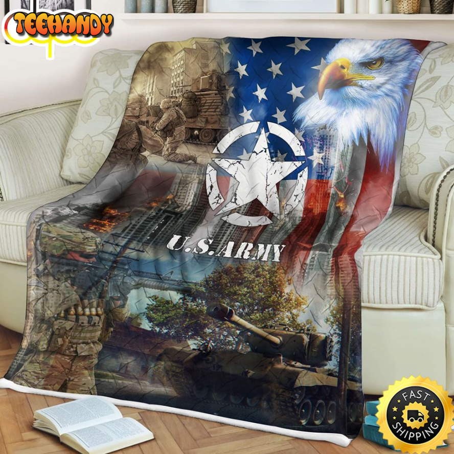 U.S.Army And Eagle Fleece Throw Blanket