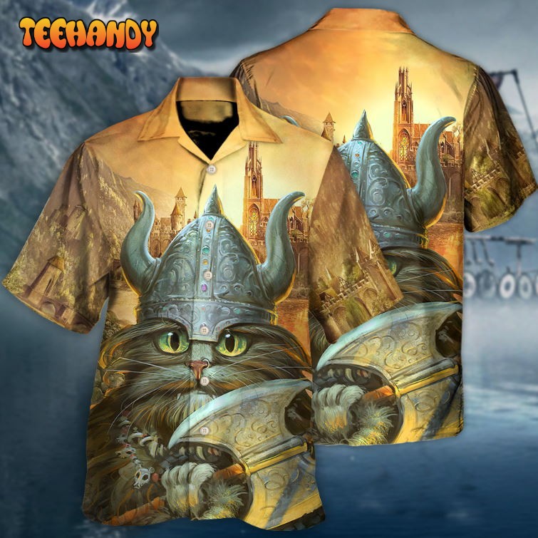 Viking Cat Hagar The Hairy Came To Purr And Pillage Hawaiian Shirt