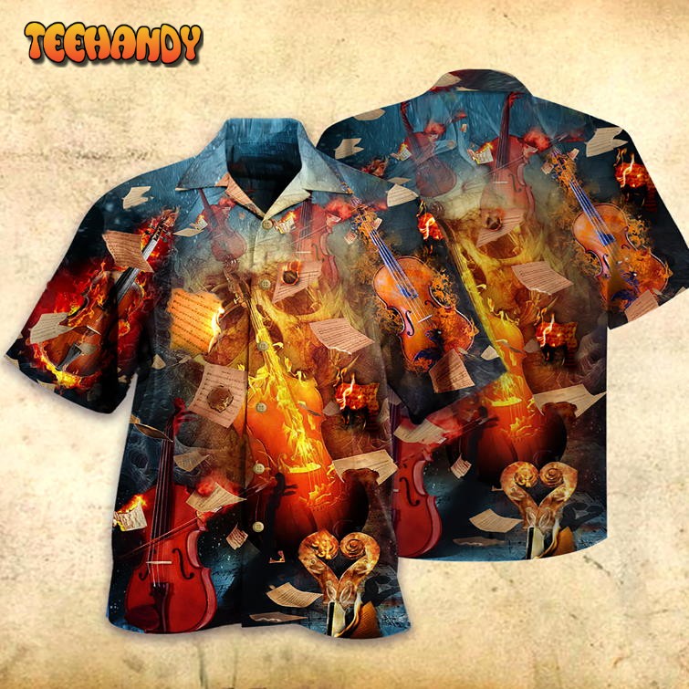 Violin Music Fire Burn Fire Hawaiian Shirt