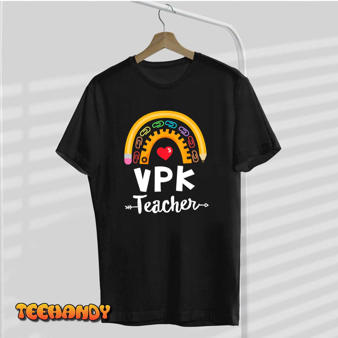 VPK Crew Teacher Back To School Teacher Rainbow Pencil T-Shirt