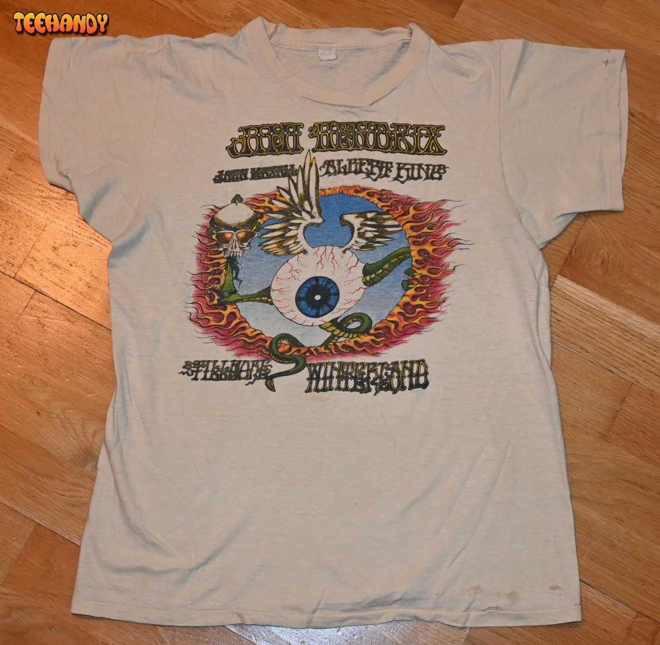 1973 JIMI HENDRIX 1970's t-shirt Concert Tour Flying Eyeball Fillmore T ...