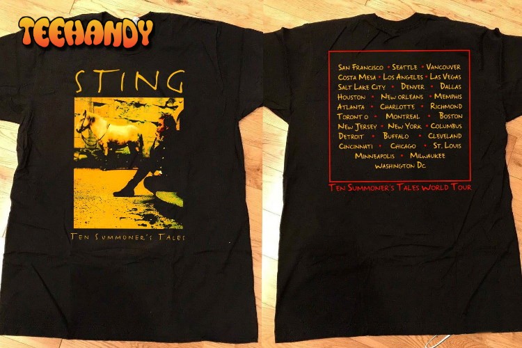 1993 Sting Ten Summoner’s Tales World Tour Concert T-Shirt, Sting Tour 1993 T-Shirt