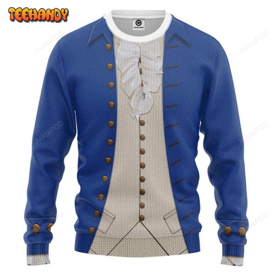 3D Alexander Hamilton Blue Ugly Sweater, Ugly Sweater, Christmas Sweaters