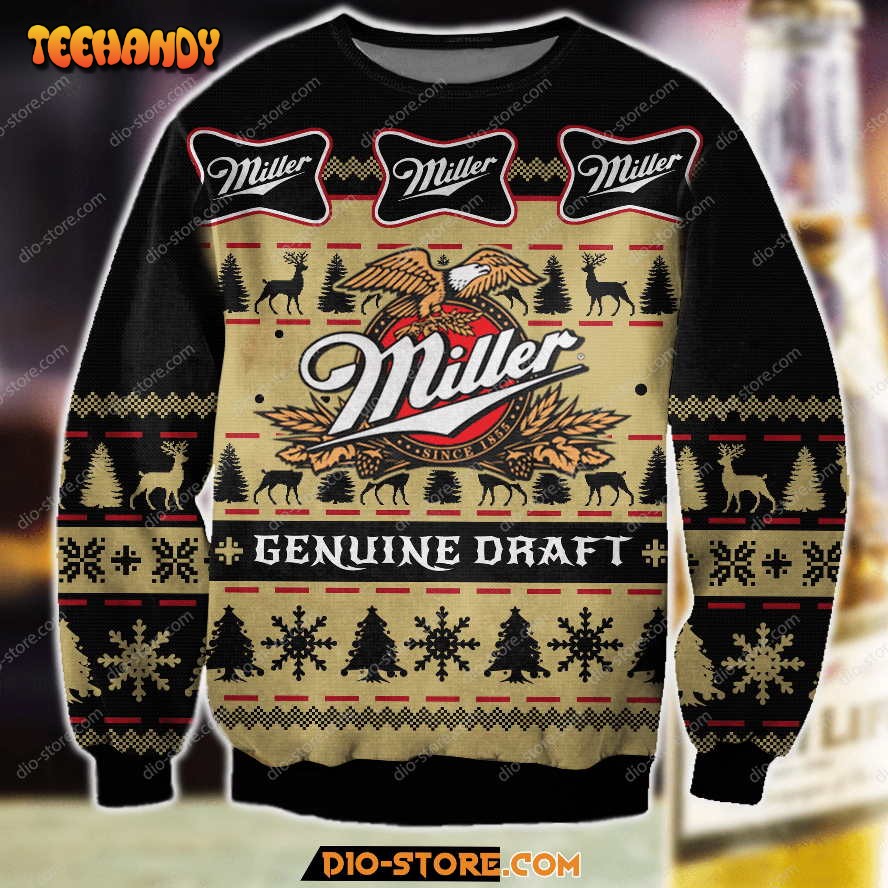 3D All Over Print Miller Genuine Draft Beer Ugly Christmas Sweater