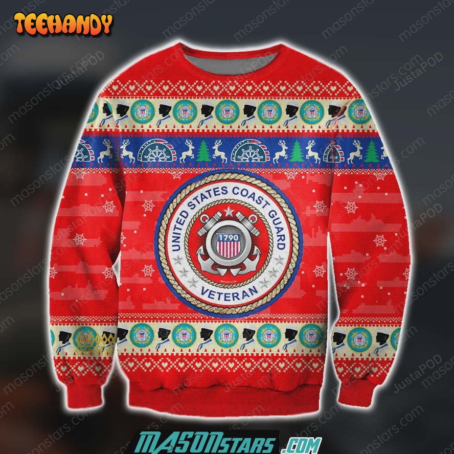 3D ALL OVER PRINT US COAST GUARD VETERAN UGLY CHRISTMAS SWEATER