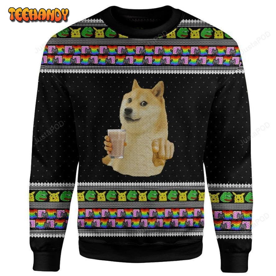 3D Choccy Milk Meme Doge Ugly Sweater Sweatshirt, Ugly Sweater