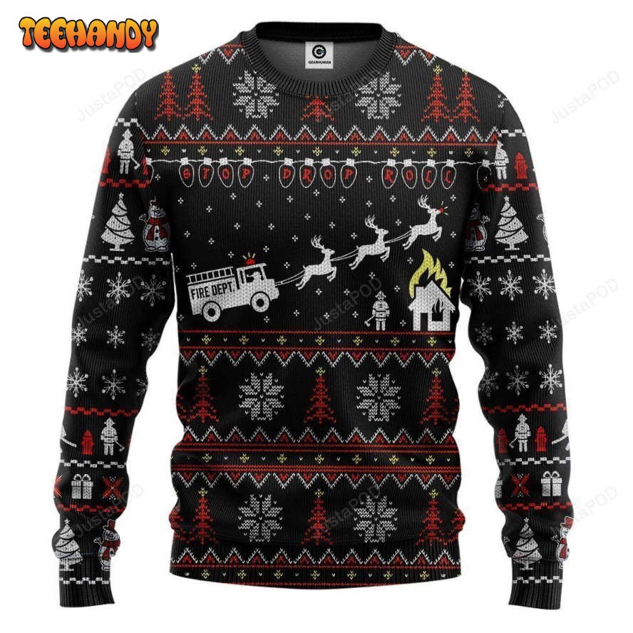 3D Firefighter FIRE DEPT Ugly Christmas Sweater Sweatshirt, Ugly Sweater
