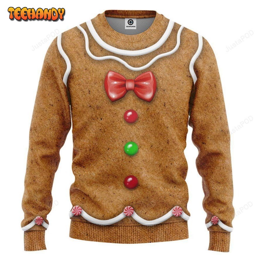 3D Gingerbread Costume Sweatshirt Ugly Sweater, Ugly Sweater