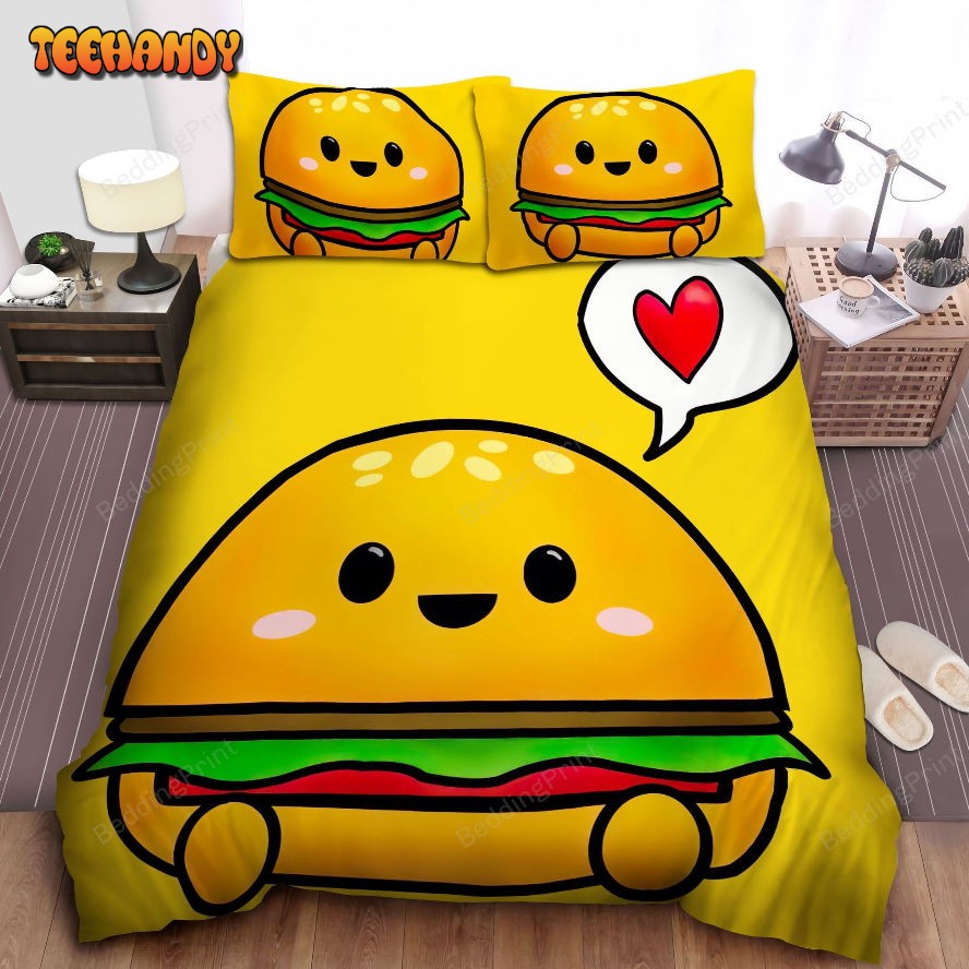 Adorable &amp Loving Hamburger Cartoon Character Bedding Sets