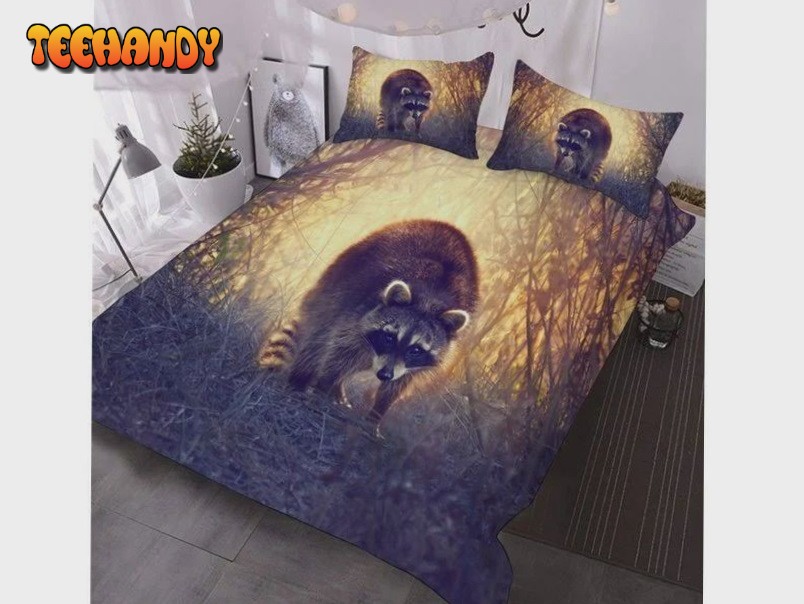 Adorable Raccoon Jungle Printed 3D Animal Bedding Set