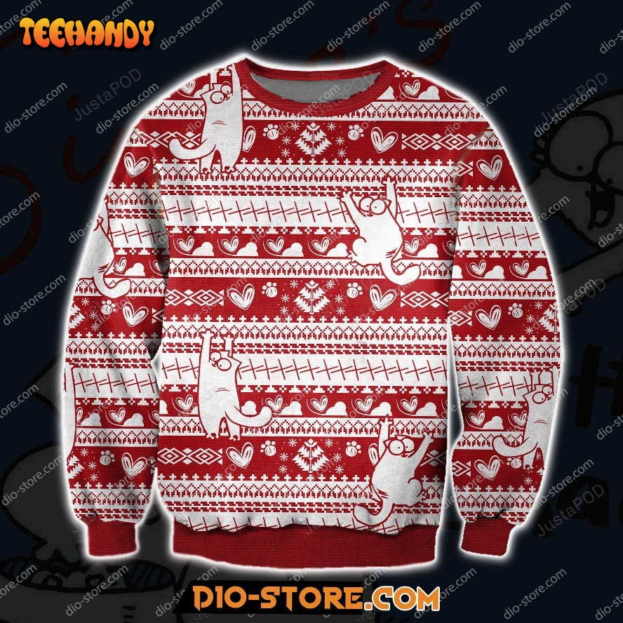 Adorable Simons Cat 3d All Over Print Ugly Sweater, Ugly Sweater