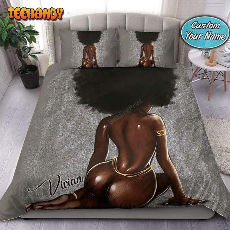 African Afro Black Sexy Girl Art Personalized Custom Name Bedding Set