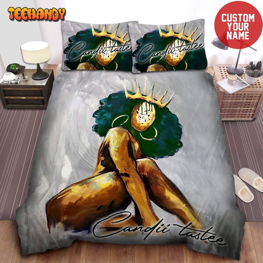 African American Black Queen Personalized Custom Name Bedding Set