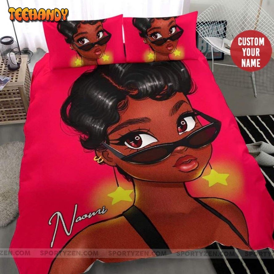 African Lovely Girl Personalized Custom Name Duvet Cover Bedding Set
