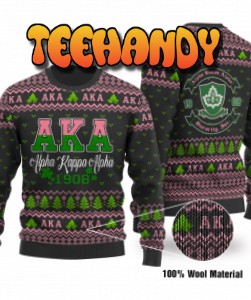 AKA 1908 Alpha Kappa Alpha Black Background Ugly Christmas Sweater