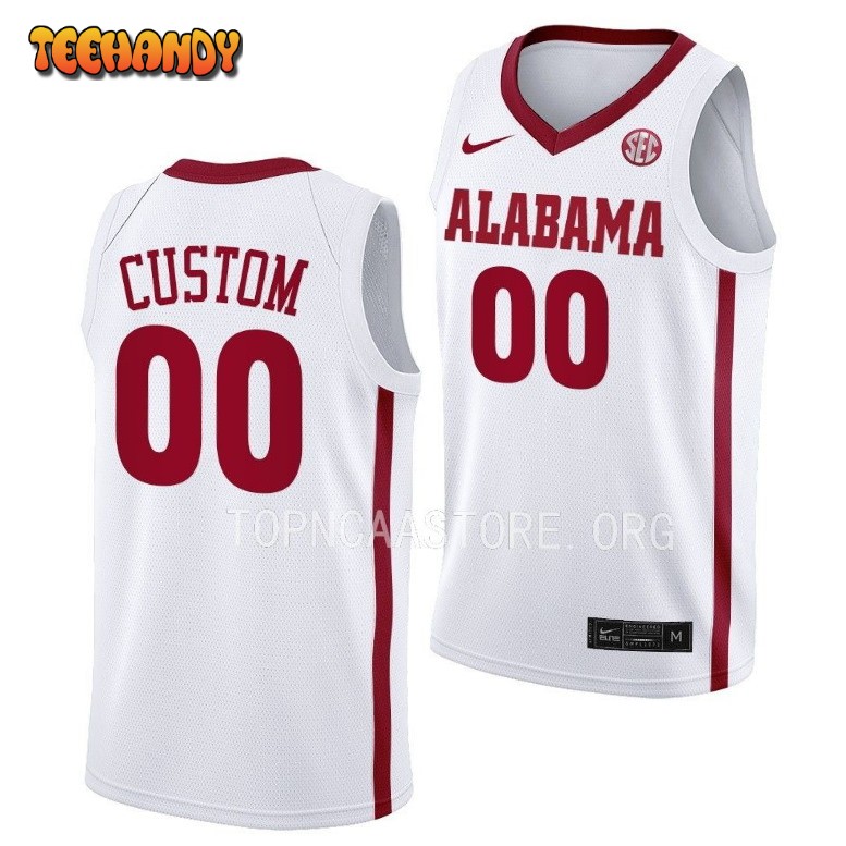 Alabama Crimson Tide Custom White College Basketball Jersey