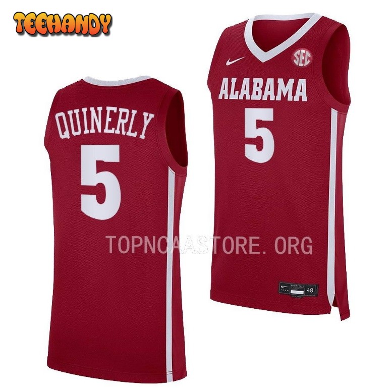 Alabama Crimson Tide Jahvon Quinerly Crimson College Basketball Jersey