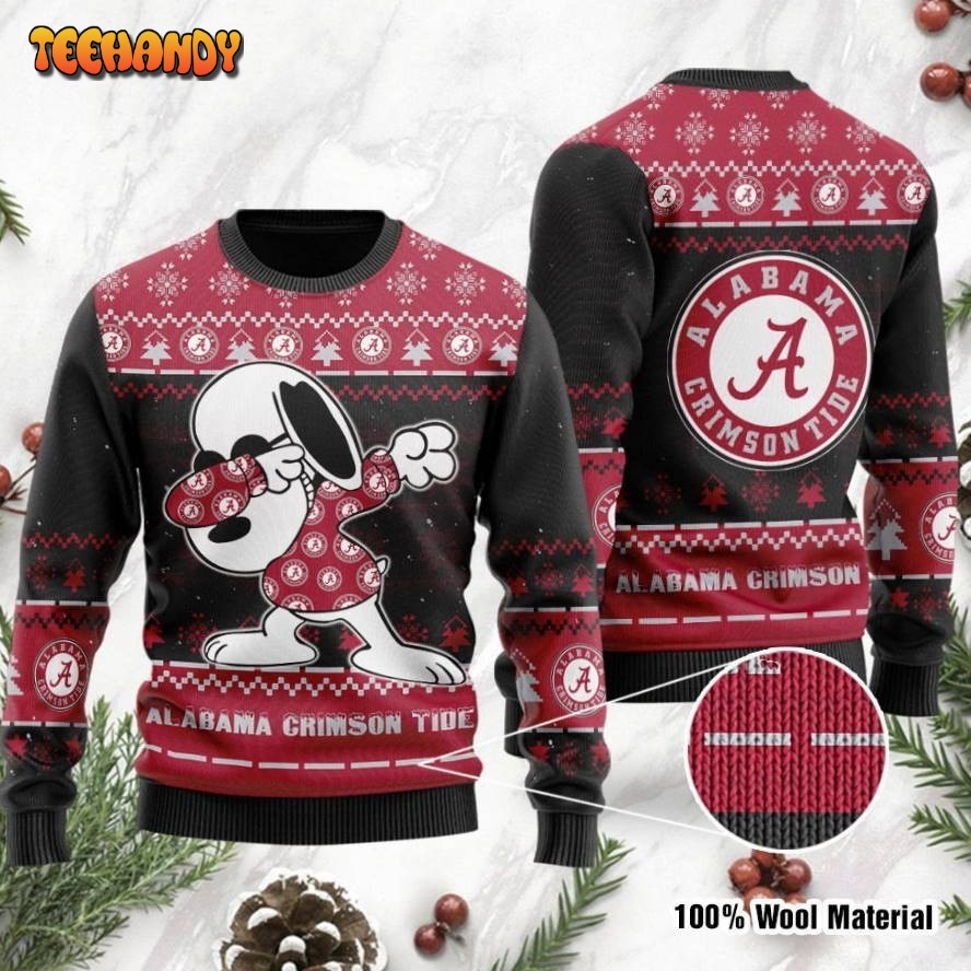 Alabama Crimson Tide Snoopy Dabbing Ugly Christmas Sweater, Ugly Sweater