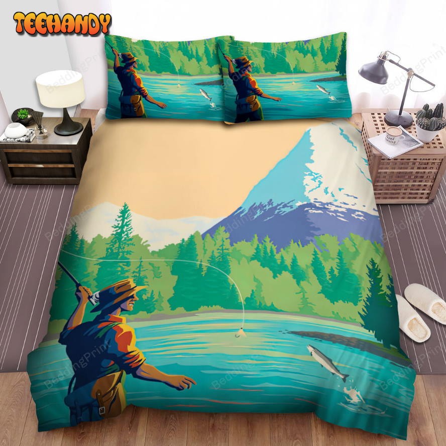 Alaska Kenai River Fishing Bed Sheets Duvet Cover Bedding Sets