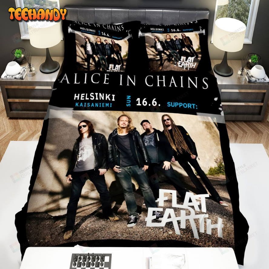 Alice In Chains Flat Earth Poster Spread Comforter Duvet Cover Bedding Sets