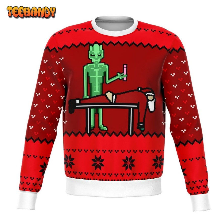 Alien And Santa Dildo Funny Ugly Sweater, Ugly Sweater, Christmas Sweaters