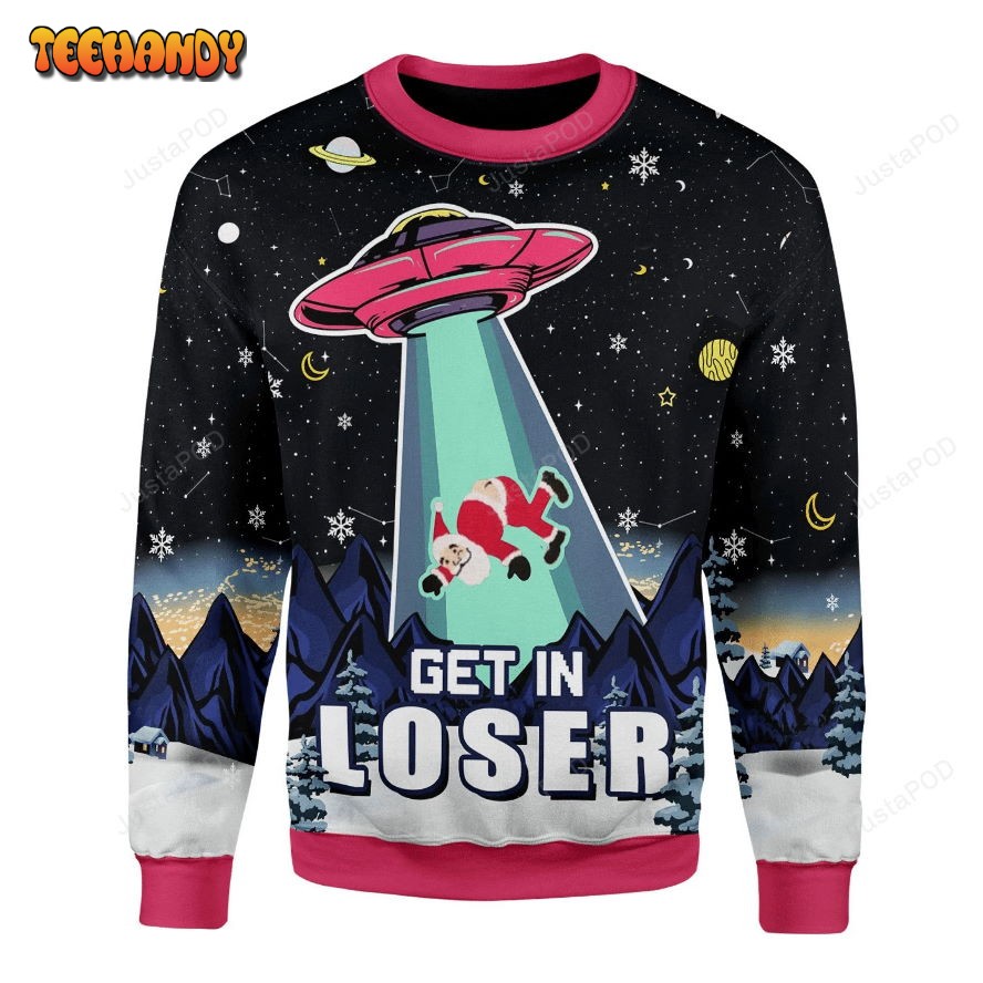 Alien Get In Loser Ugly Christmas Sweater, All Over Print Sweatshirt