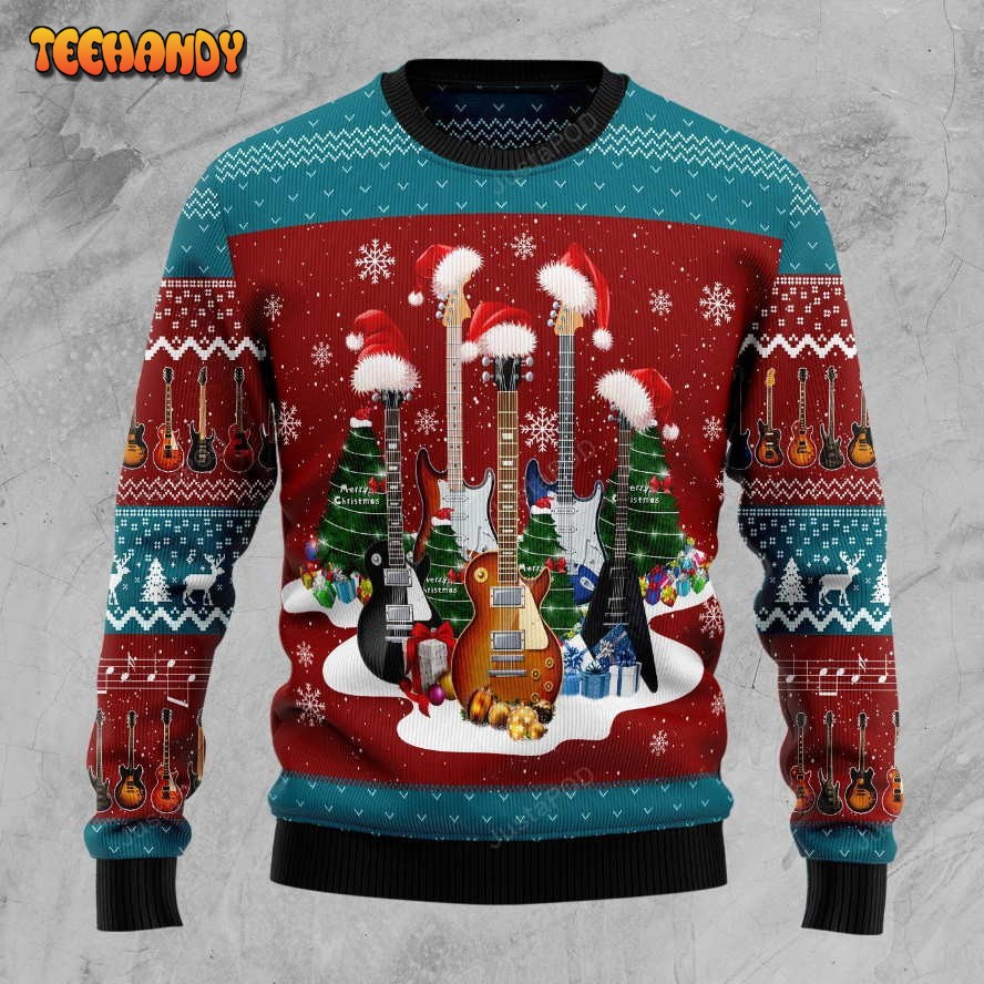 All Of Electric Guitar Ugly Christmas Sweater, All Over Print Sweatshirt