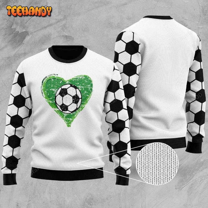 Amazing Soccer Heart Ugly Christmas Sweater, All Over Print Sweatshirt