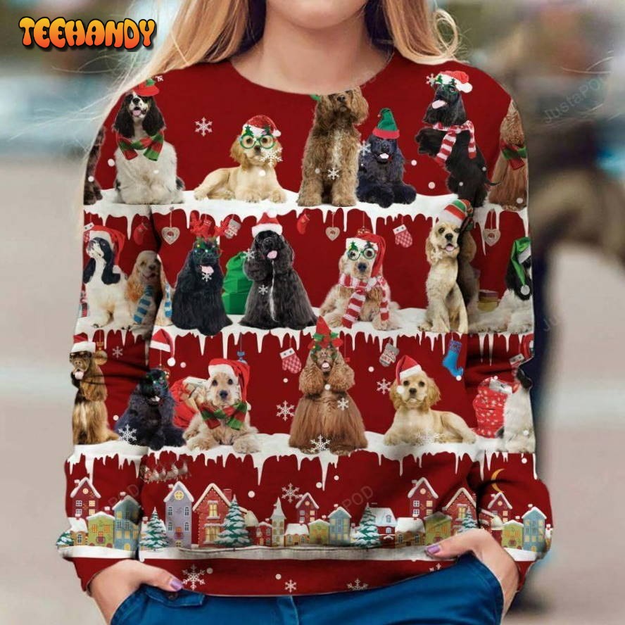 American Cocker Spaniel Snow Christmas Ugly Sweater, Ugly Sweater