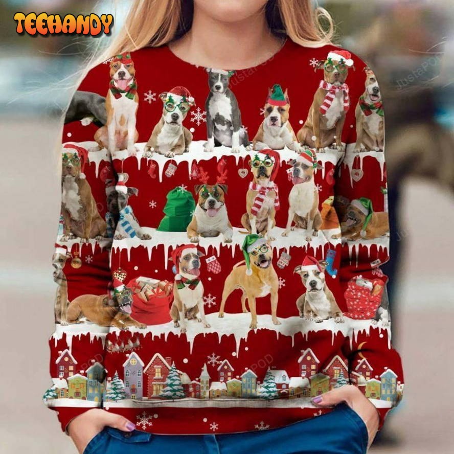 American Staffordshire Terrier Ugly Sweater, Ugly Sweater, Christmas Sweaters