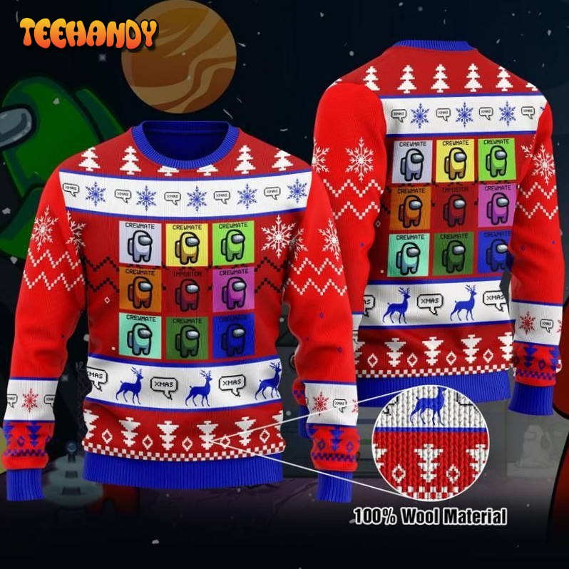 Among Us Crewmates And Impostor Adult Ugly Christmas Sweater