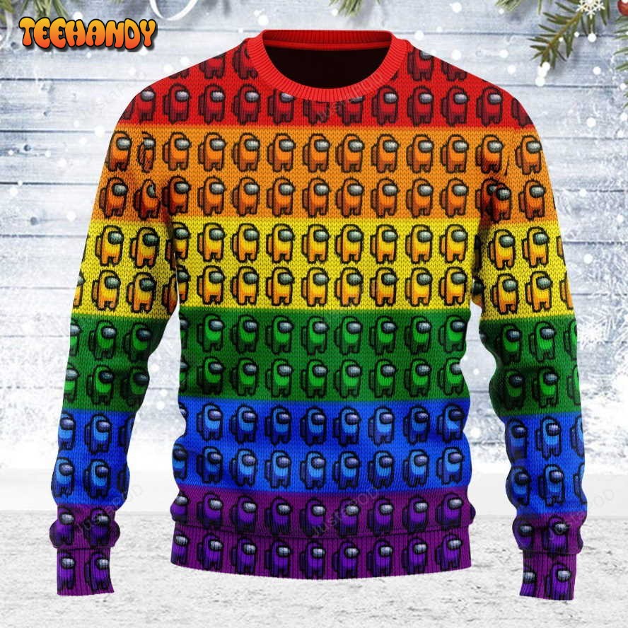 Among Us Gay Pride Ugly Christmas Sweater, All Over Print Sweatshirt