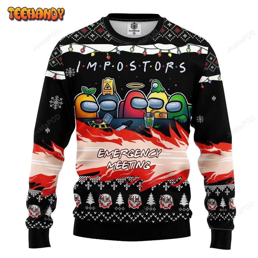 Among Us Imposter Emergency Meeting Ugly Christmas Sweater