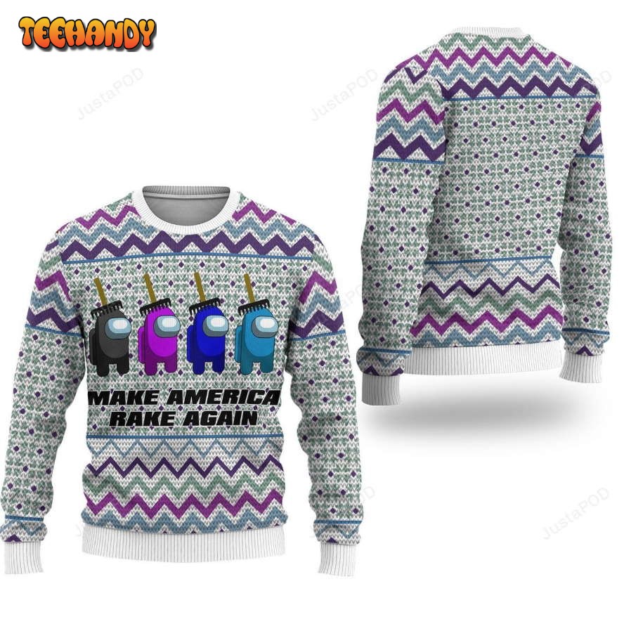 Among Us Make America Rake Again Ugly Christmas Sweater, Ugly Sweater