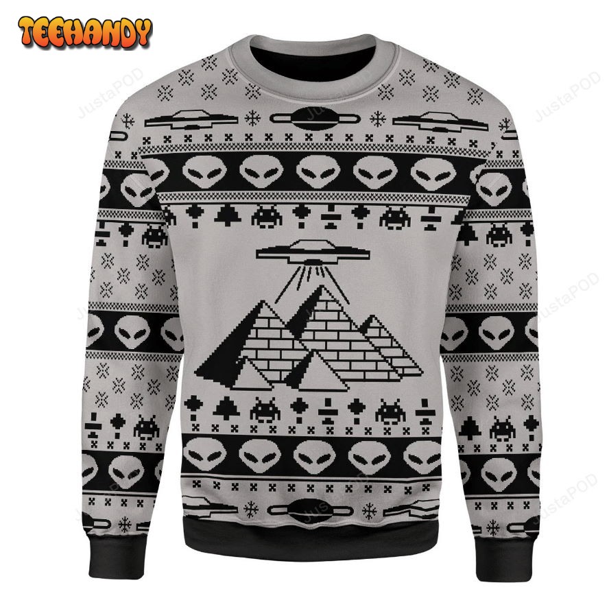 Ancient Alien Pyramid Ugly Christmas Sweater, All Over Print Sweatshirt