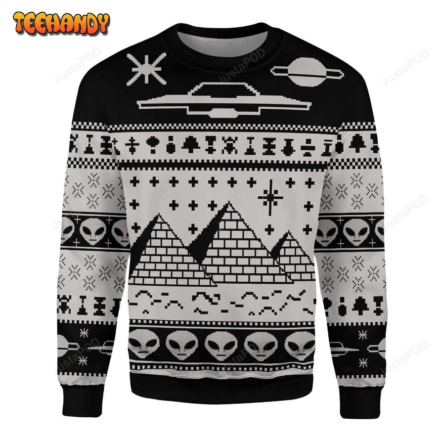 Ancient Pyramid Alien Ugly Christmas Sweater, All Over Print Sweatshirt