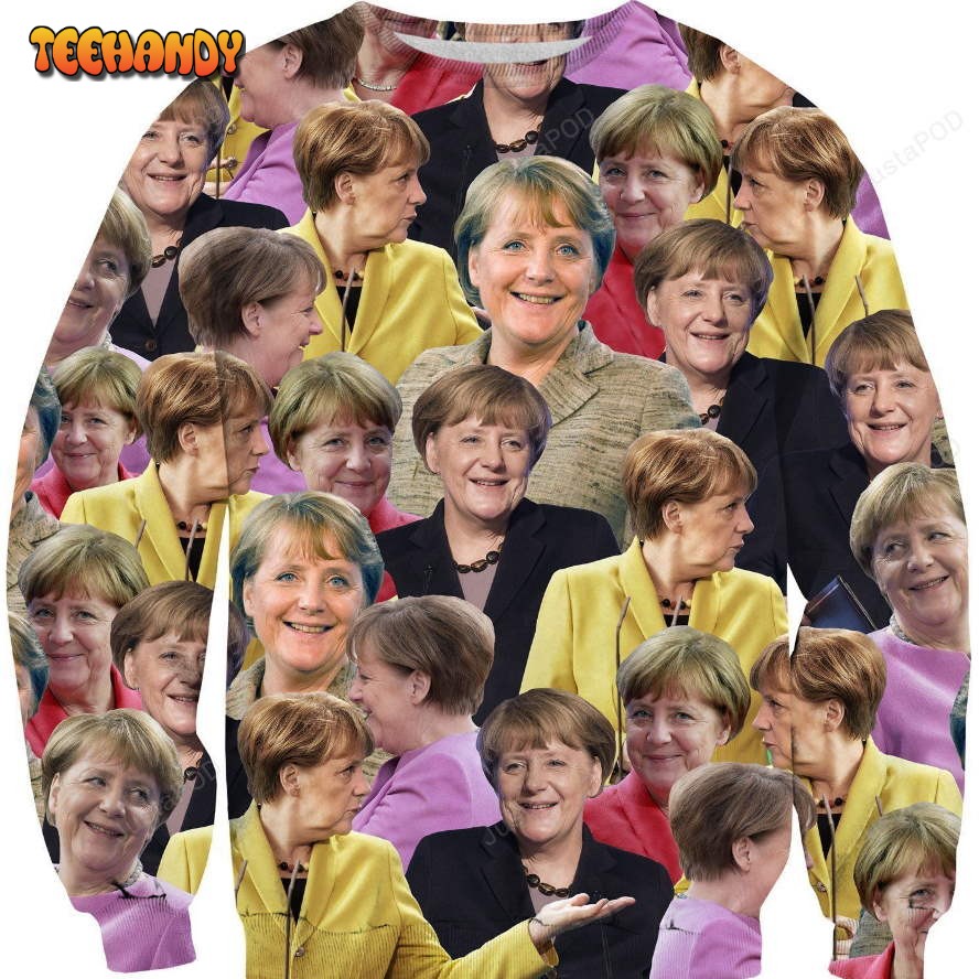 Angela Merkel Face Ugly Sweater, Ugly Sweater, Christmas Sweaters