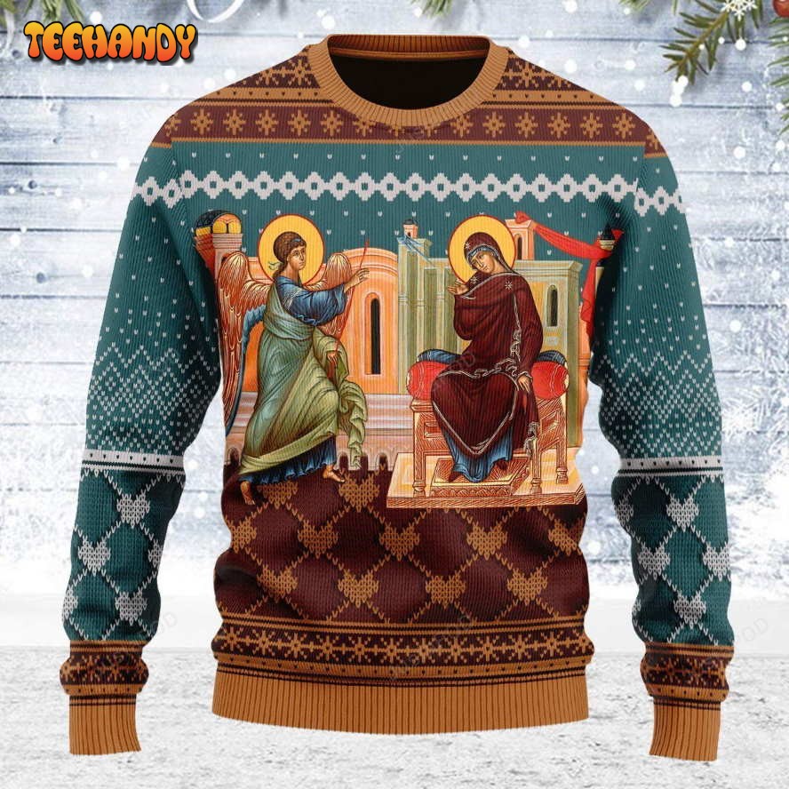 Annunciation Of The Mother Of God Ugly Christmas Sweater, Ugly Sweater