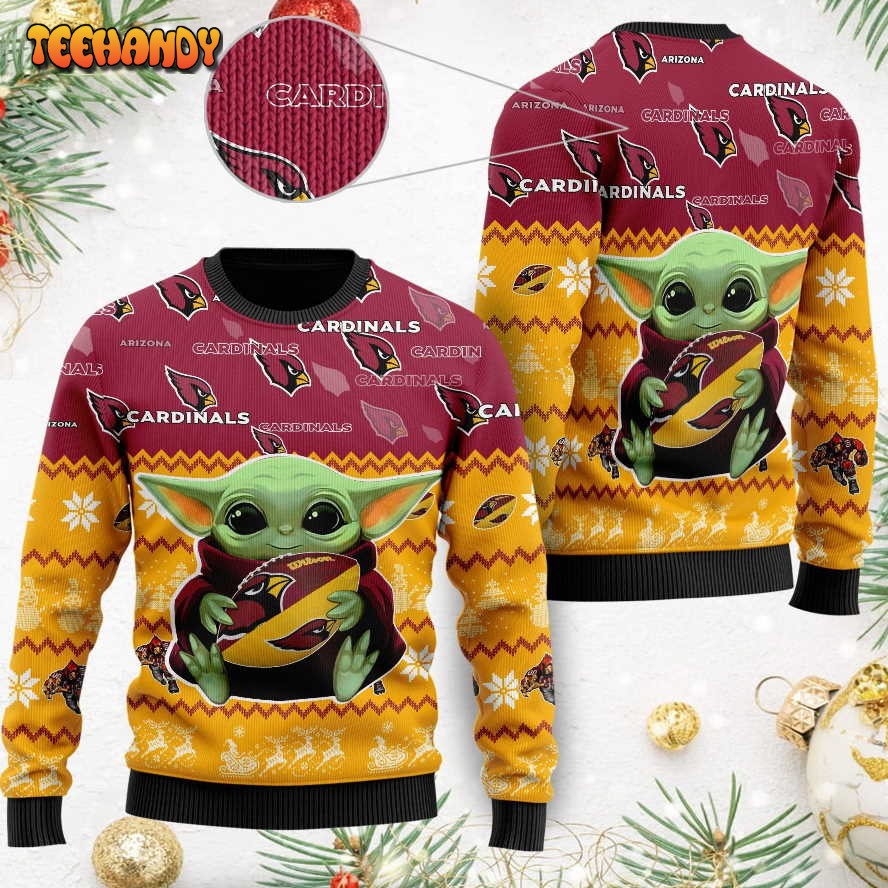 Arizona Cardinals Baby Yoda Ugly Christmas Sweater, Ugly Sweater