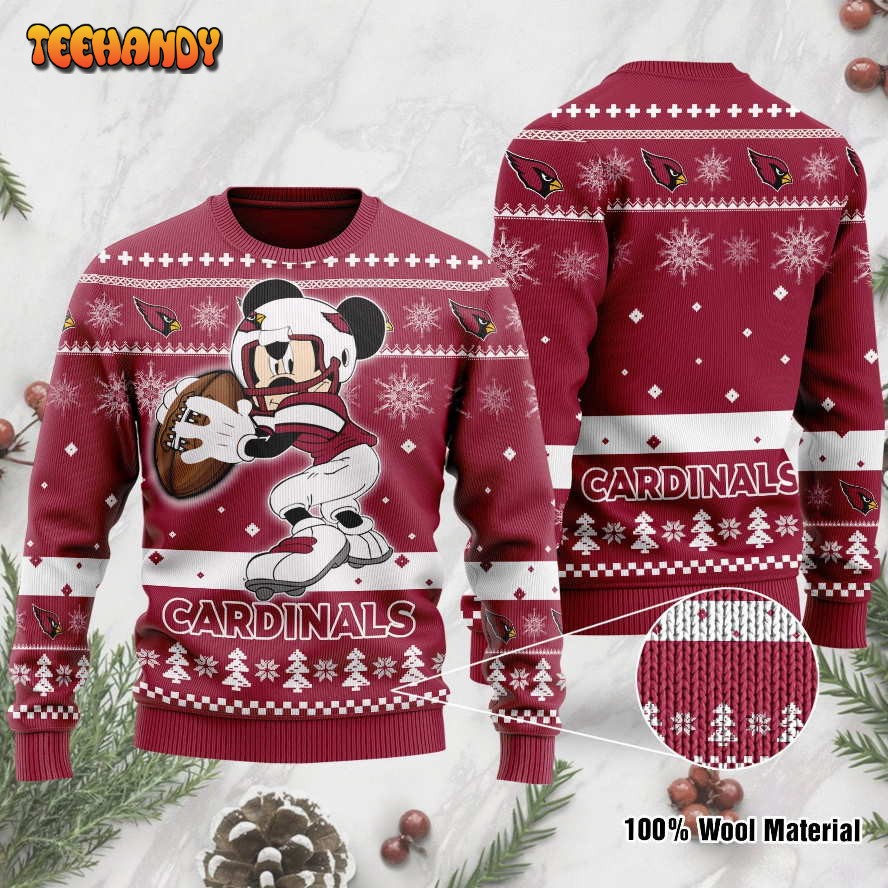 Arizona Cardinals Mickey Mouse Funny Ugly Christmas Sweater
