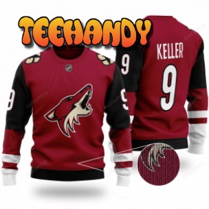 Arizona Coyotes NHL Clayton Keller 9 Wool Ugly Sweater, Ugly Sweater