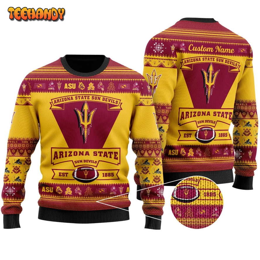 Arizona State Sun Devils Football Team Logo Personalized Ugly Sweater