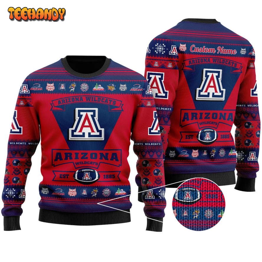 Arizona Wildcats Football Team Logo Custom Name Personalized Ugly Sweater