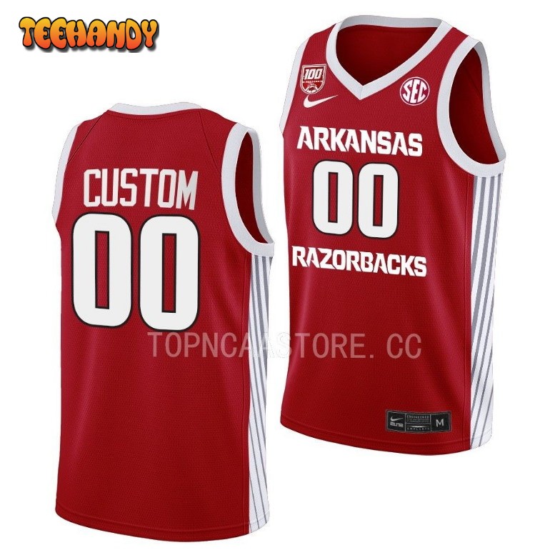 Arkansas Razorbacks Custom 2023 Red 100 Season College Basketball Jersey