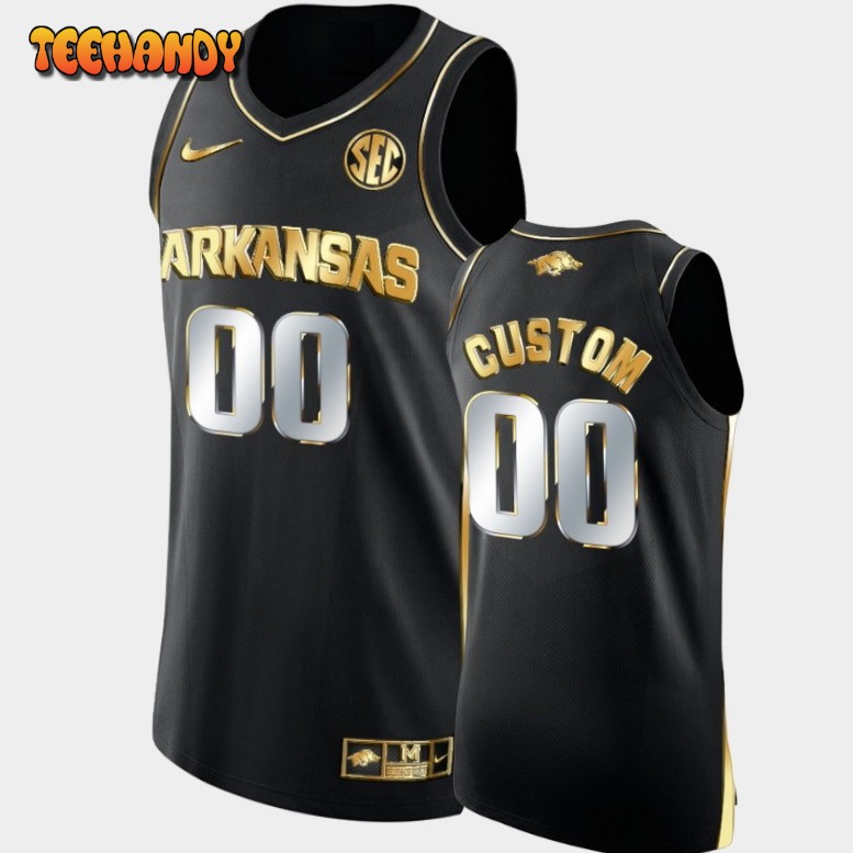 Arkansas Razorbacks Custom Black Golden College Basketball Jersey