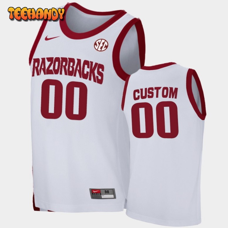 Arkansas Razorbacks Custom White Home College Basketball Jersey