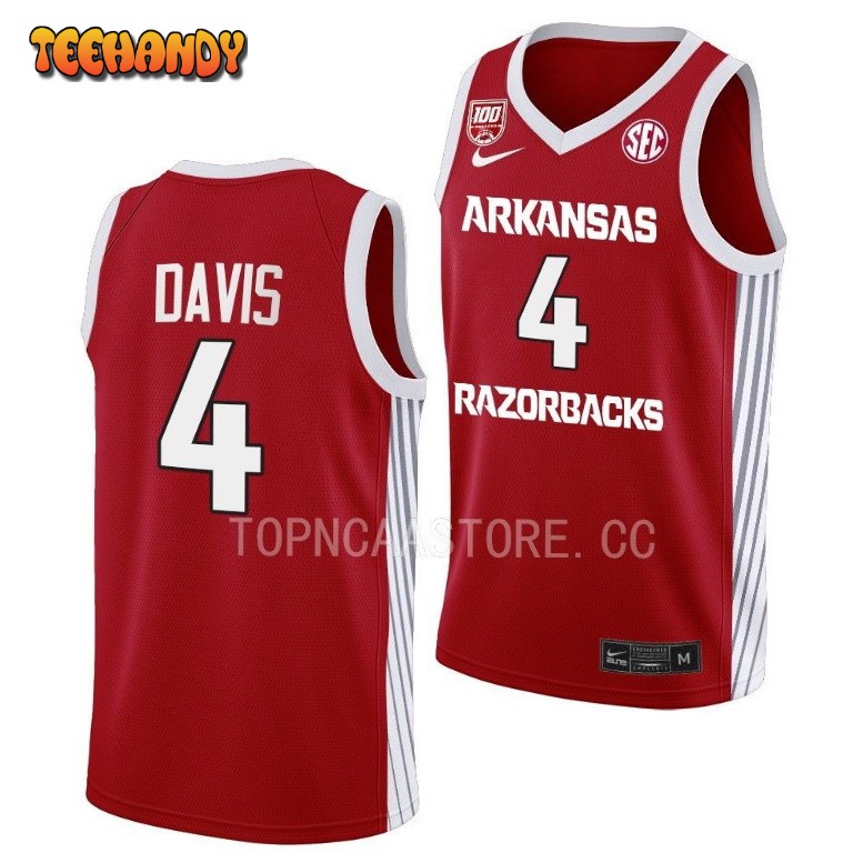 Arkansas Razorbacks Davonte Davis 2023 Red 100 Season College Basketball Jersey